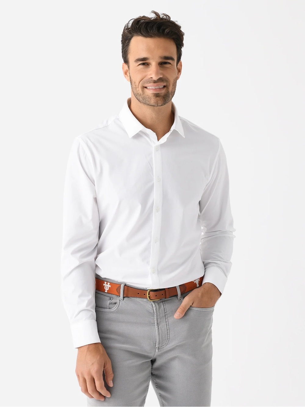 Mizzen + Main mens 2XL XXL classic fit white performance button up shirt EUC